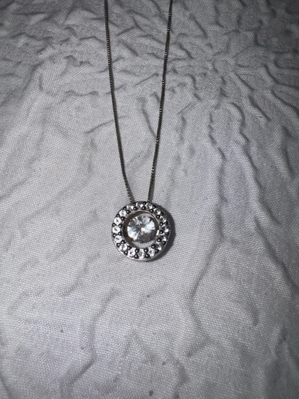 Zales Silver-tone Halo Pendant Necklace